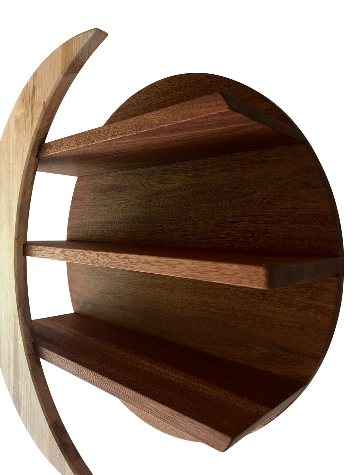 The Lunar Eclipse Shelf- Handcrafted Mahogany and Maple Wall Art