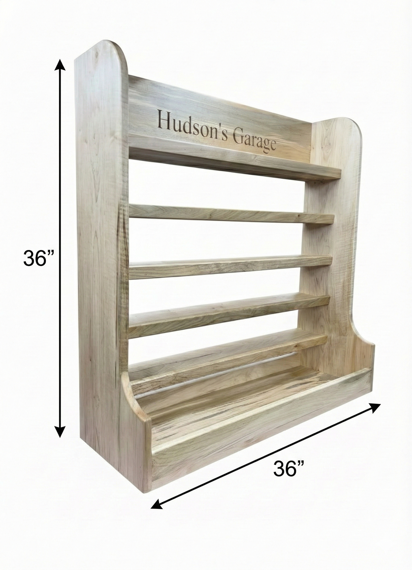Handcrafted 36x36  Maple Monster Jam Truck Display Shelf with Custom Name Engraving