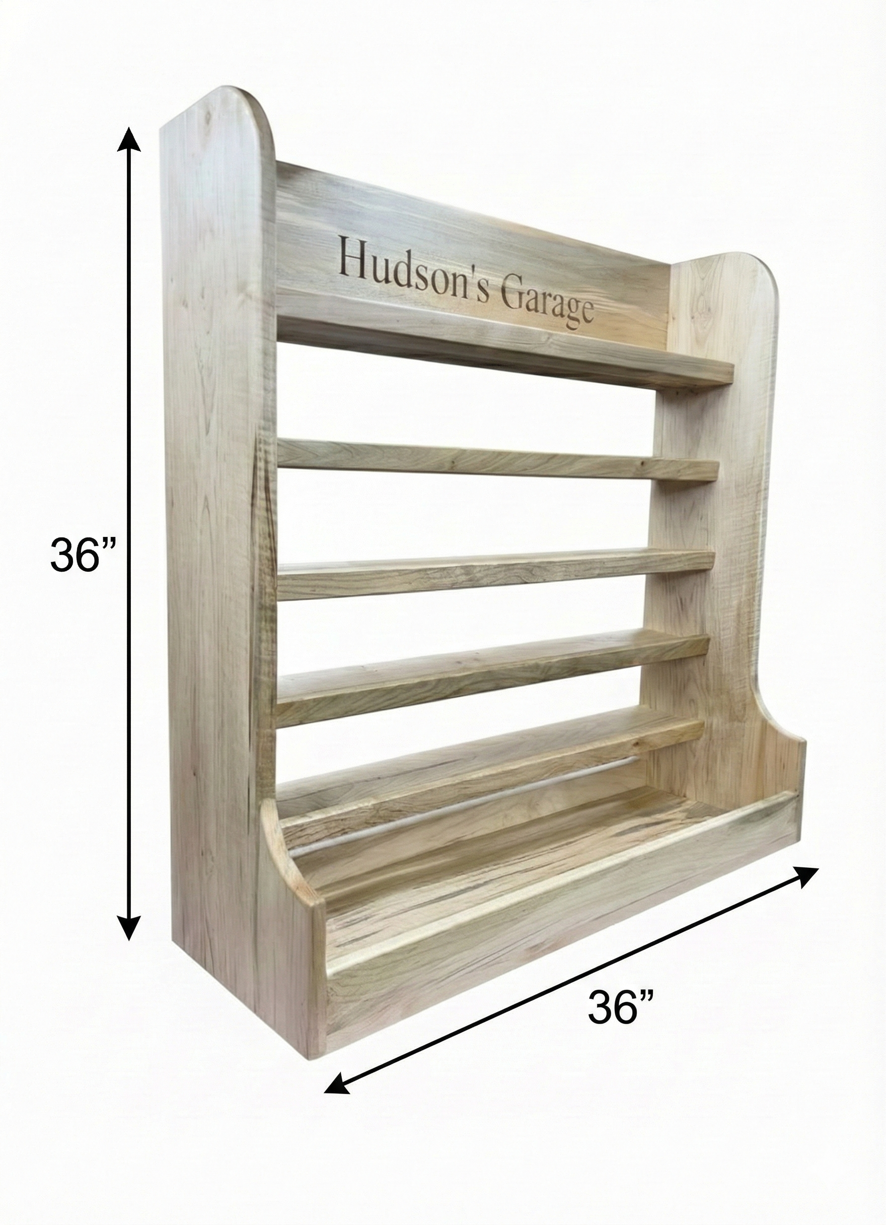 Handcrafted 36x36  Maple Monster Jam Truck Display Shelf with Custom Name Engraving