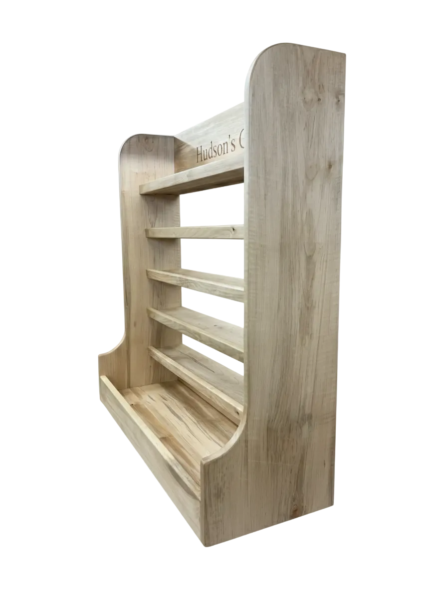 Handcrafted 36x36 Solid Maple Monster Jam Truck Display Shelf with Custom Name Engraving